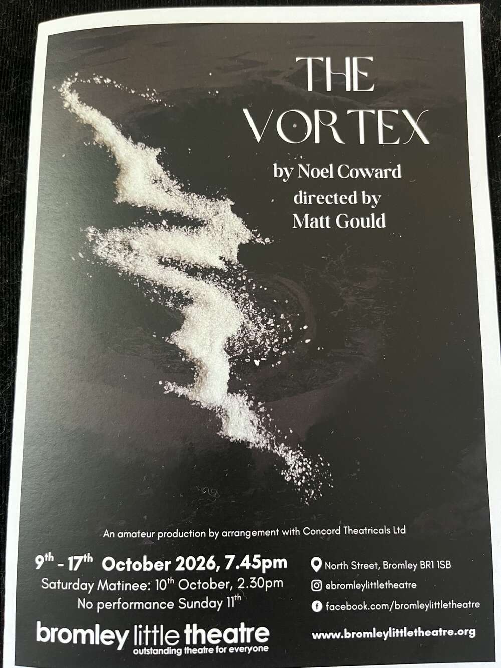 The Vortex at Bromley Little Theatre Saturday 10 October